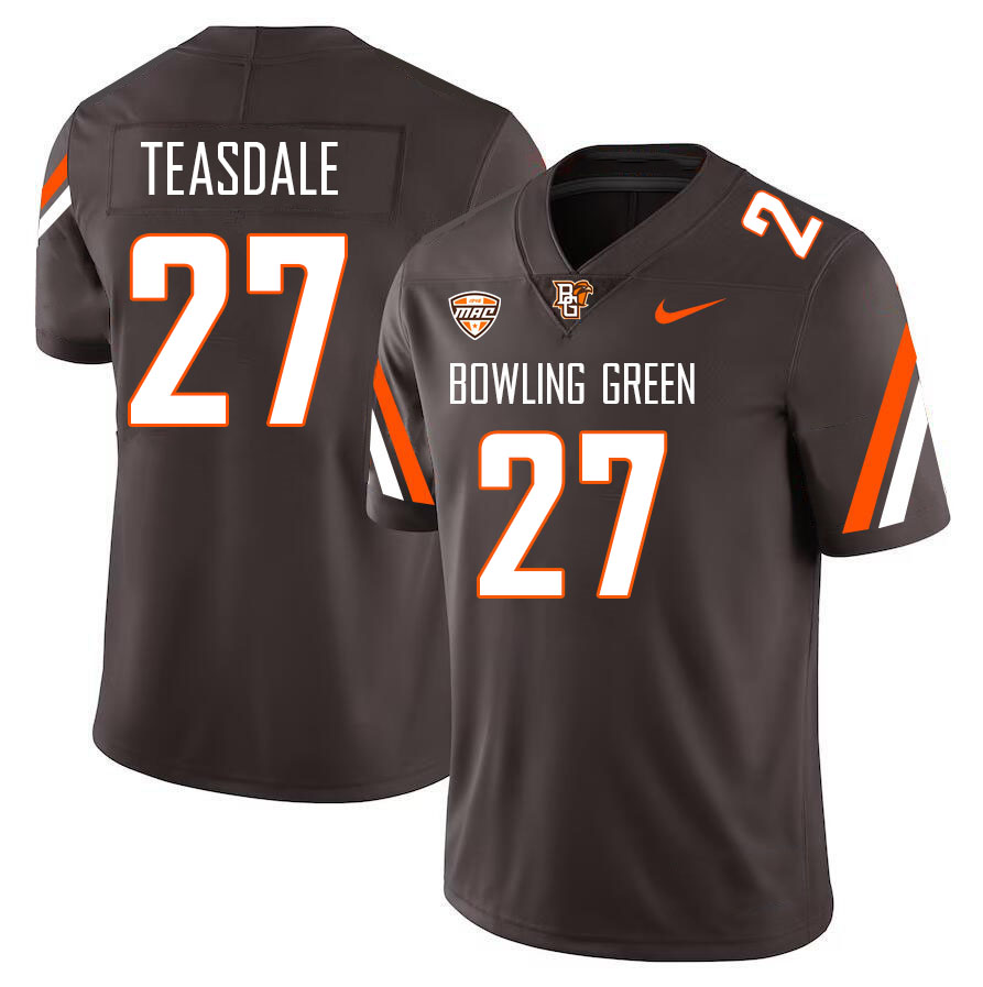 Men #27 Coleman Teasdale Bowling Green Falcons College Football Jerseys Stitched-Brown